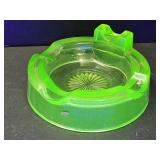 Uranium Glass Ashtray 4 1/4" With Sliver Nic