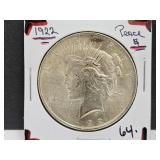 1922 Silver Peace Dollar Coin