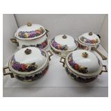 Enamel & Brass Cornucopia Pans