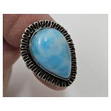 Size 7  925 Silver Ring Larimar