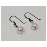 925 Silver Wires with Pink pearl Earrings