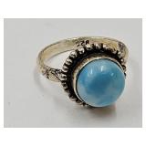 925 Silver Larimar Ring Size 7.5