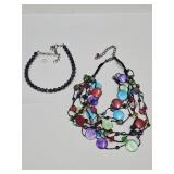 Genuine Amethyst Necklace & Glass Beaded Necklace