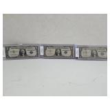 Lot of Three 1957, 57A, 57B Silver Certificates