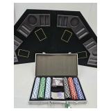 Poker Table Top w/NEW Poker Chip Set in Case