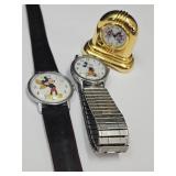 VTG Disney Brass Clock & Watches Mickey