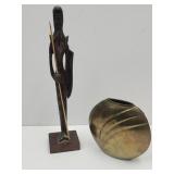 14 " Tribal Art Statue & 6" Brass Vase