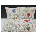 4 Home Decor Pillows Flowersb & Butterflies