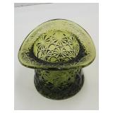 VTG Fenton Green Daisy & Dot Glass Top Hat