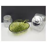 9" W Fruit Bowl & Counter Jars w Lid
