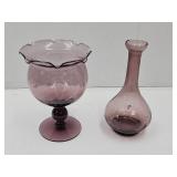 Amethyst Bud Vase & Ruffled Compote Blenko?