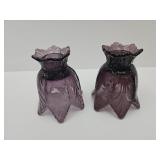 2 Fenton Amethyst  Glass Votive Candle Holders