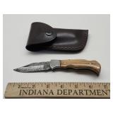 Damascus Pocket Knife w Sheath