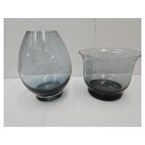 VTG Riihimaki Glass Vase & 6" W Dish