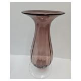 Purple Optic Glass Vase With Clear Foot