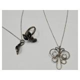 925 Silver Necklace, w Matching Ring , +