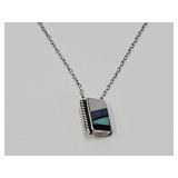 16" Sterling  Inlay Turquoise  & Mother of Pearl