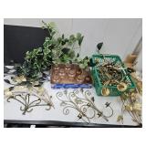 Gold Tone Wall Candle Holders & Glass Votive Cups+
