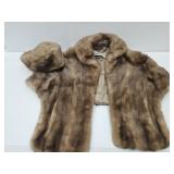 Vintage Fur Natural Brown Mink Wrap & Hat