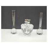 Table Lighter & Pair of Bud Vases w Billicante