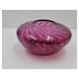 Cranberry Swirl Art Glass Vase / Bowl
