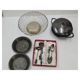 MCM Wire Bread Basket, Tart Pans, Silver Plate