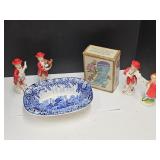 Japan Music Figurines, Blue Transferware,+