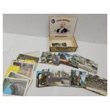 Large Lot Vtg Post Cards & Cigar Box