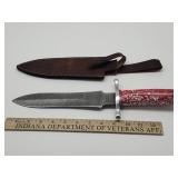 Large Damascus Knife w Sheath