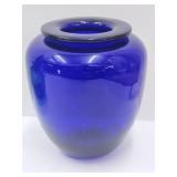 Cobalt Hand Blown Glass Vase 8" high