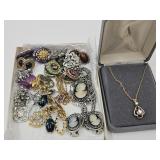 Jewelry 14KGF Necklace, Cameo,  Costume Earrings