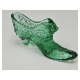 Fenton Green  Glass Shoe with Kitty