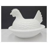 Vintage IN Glass Hen on a Nest 7" long