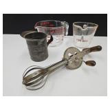 Measuring Cups  1 C Metal, 2 C & 4 C & Hand Mixer