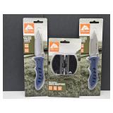 2 Ozark Trail Pocket Knives & Knife Sharpener