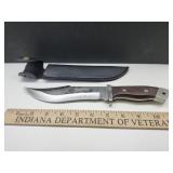 New 11" Wood Handle Knife w Sheath