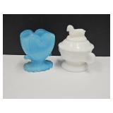 2.5" H Blue Glass, & Imperial Sheep on Dish