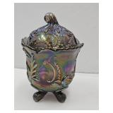 Carnival Glass Imperial Footed Candy Dish 6.5"H