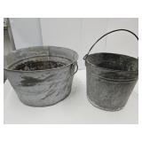 Galvanized Wash Tub 16" W & 11"w Bucket