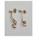 14 k Gold Earrings w CZ,  One 12k G Back