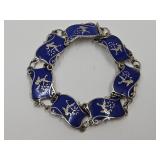 Siam Sterling Silver Link Bracelet Blue Enamel