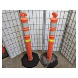 2 Orange Delineator Posts W Base 42"" High