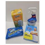 Chlorox Cleaner, Magic Erasers, Swiffers+