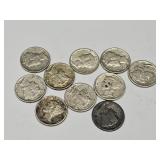 10 Silver Mercury Dimes