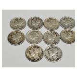 10  Silver Mercury DImes