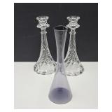 Amethyst 9.5" Vase w/Fostoria Candleholders