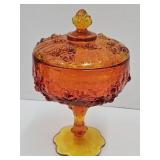 Vintage Fenton Glass Cabbage Rose Compote 8" high