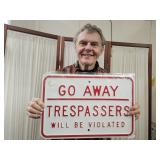 GO AWAY Heavy Embossed Metal Sign  18 x 11.5"