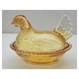 New NOT Vintage Glass Hen On a Nest 7"