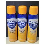3 Microban Sanitizer Spray Cans